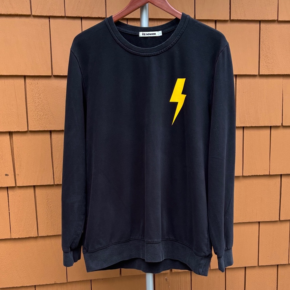 24 Seven Black Streetwear Dance Tour Lightning Bolt Sweatshirt Mens L